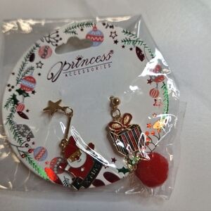 Princess Accessories Christmas Mismatch Santa Gift Pom Pom Dangle Stud Earrings